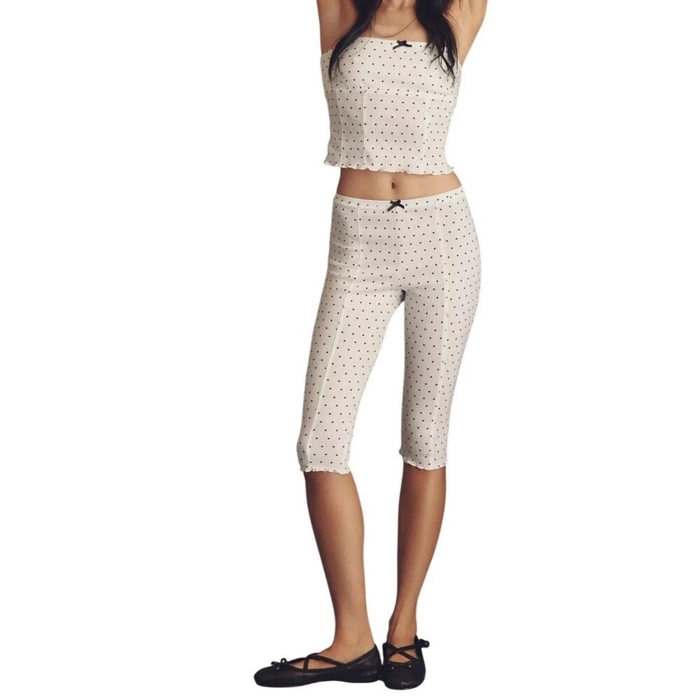 NWT Anthropologie LyreBird Pointelle Set Capri Pants‎ & Strapless Tube Top Small